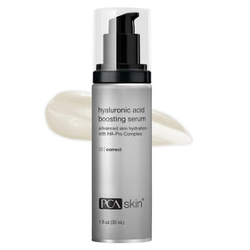 PCA SKIN bottle front view shows packaging and benefits