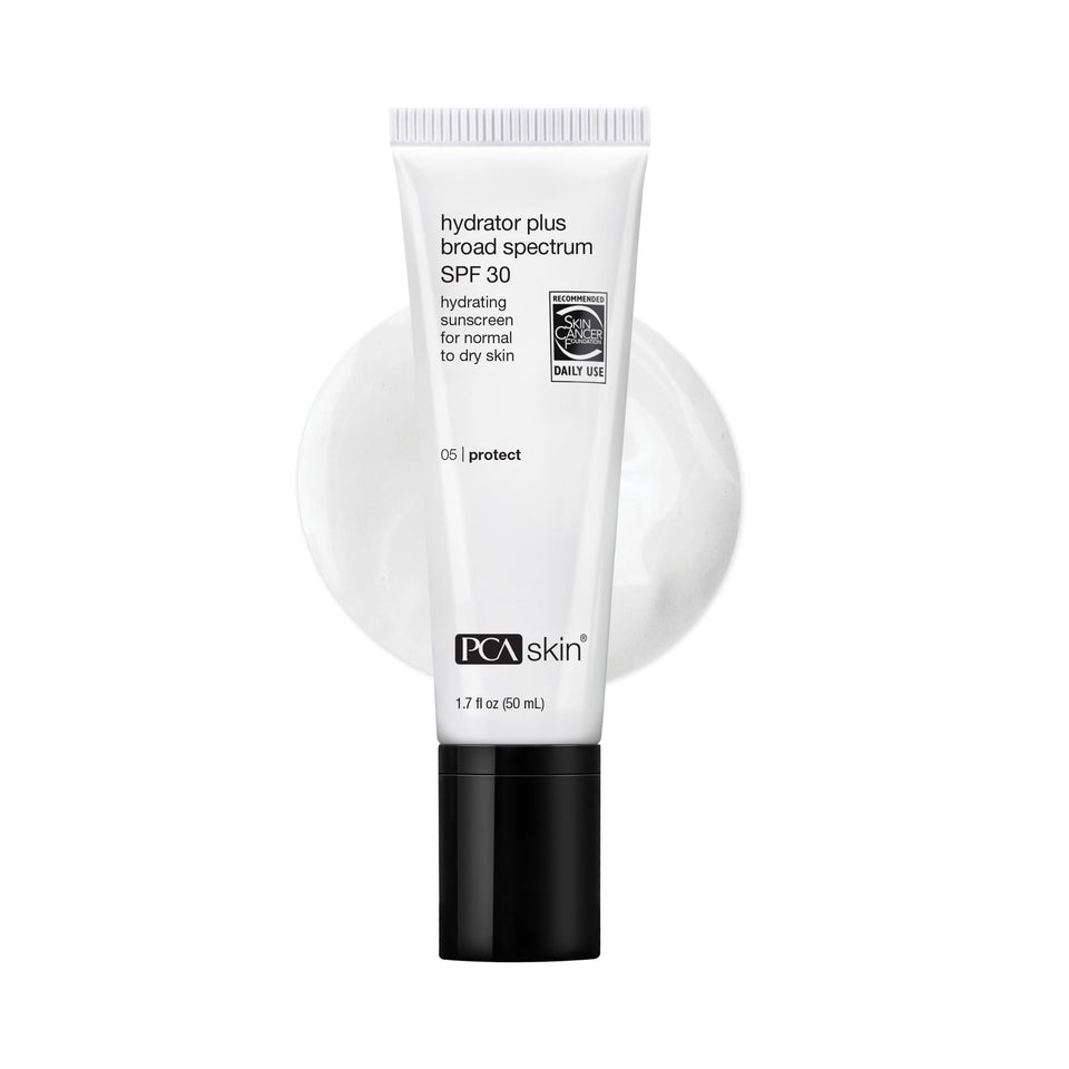 PCA SKIN front tube showing the Hydrator Plus SPF 30 packaging and portability