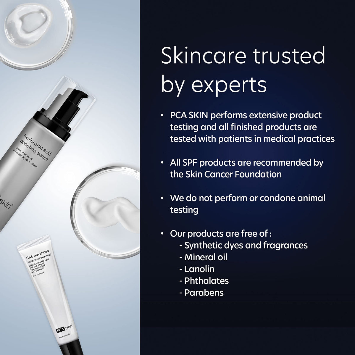PCA SKIN next to common items illustrating the 1.7 fl oz travel-friendly size