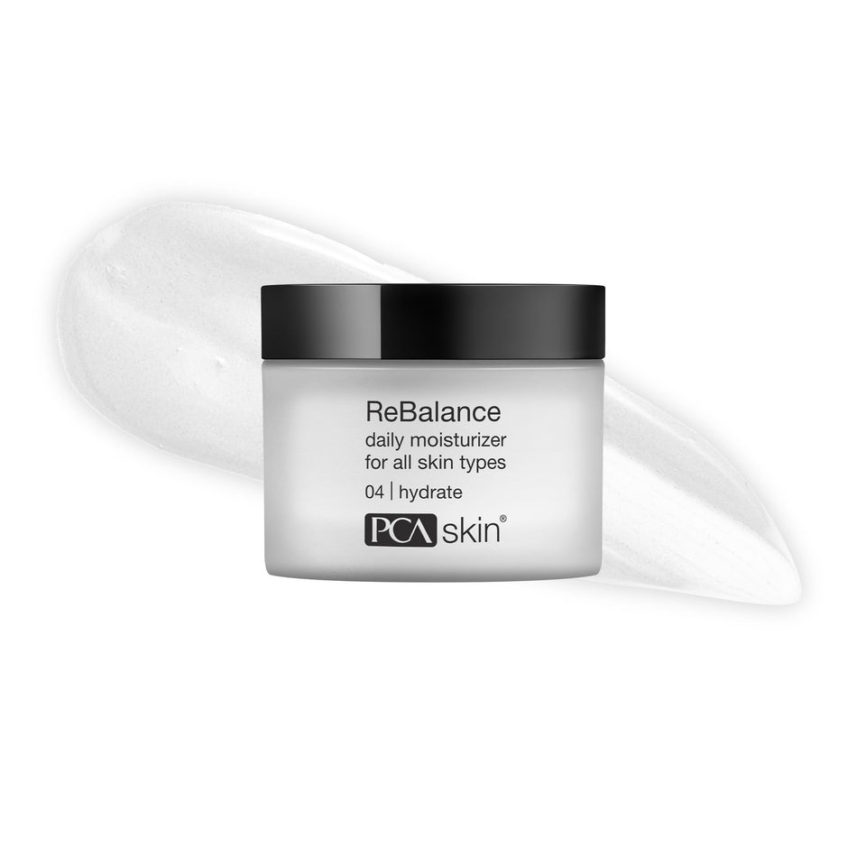 PCA SKIN ReBalance front jar showing clean packaging and daily use benefit