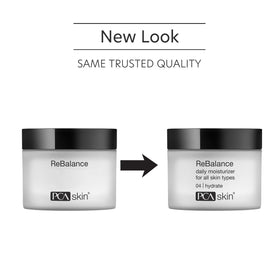 PCA SKIN ReBalance cream texture on fingertip demonstrating lightweight hydration benefit