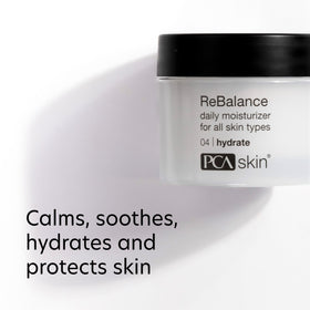 PCA SKIN ReBalance being applied to cheek illustrating calming and soothing benefit