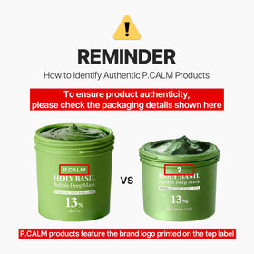 P.CALM mask on bathroom counter staged for at-home spa experience