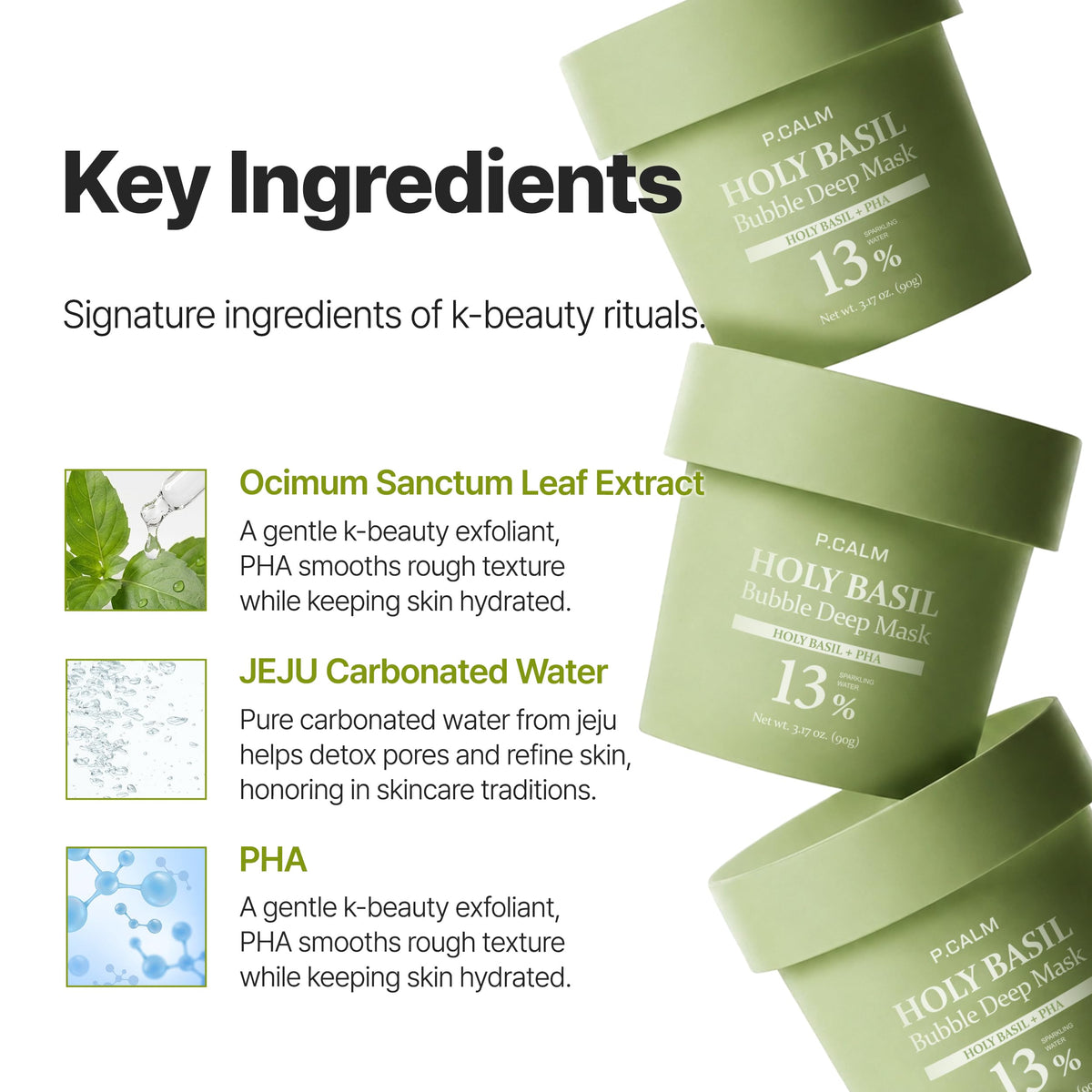 P.CALM clay texture close-up showing rich paste for thorough cleansing