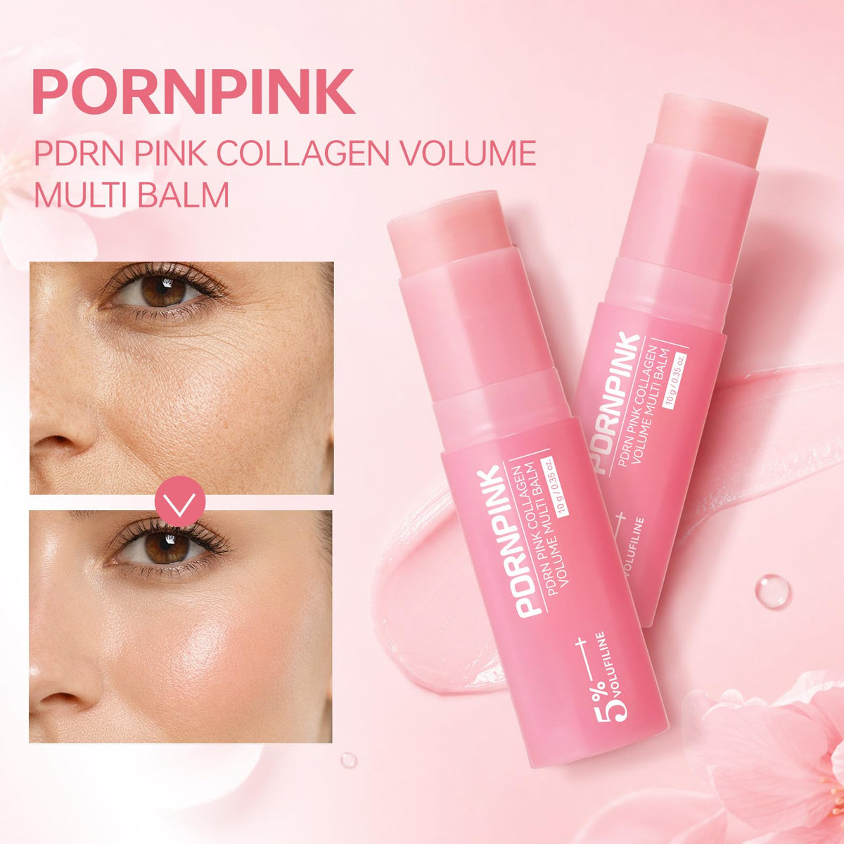 PDRNPINK application under-eye demonstration reducing hollows and brightening