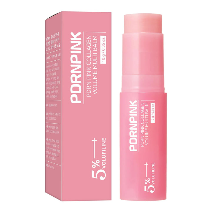 PDRNPINK front packaging showing balm stick and branding, quick radiance benefit