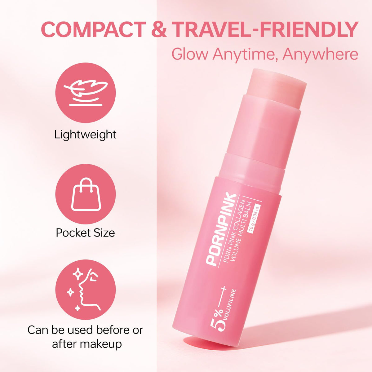 PDRNPINK balm applied to lips and smile lines for visible softening and lift
