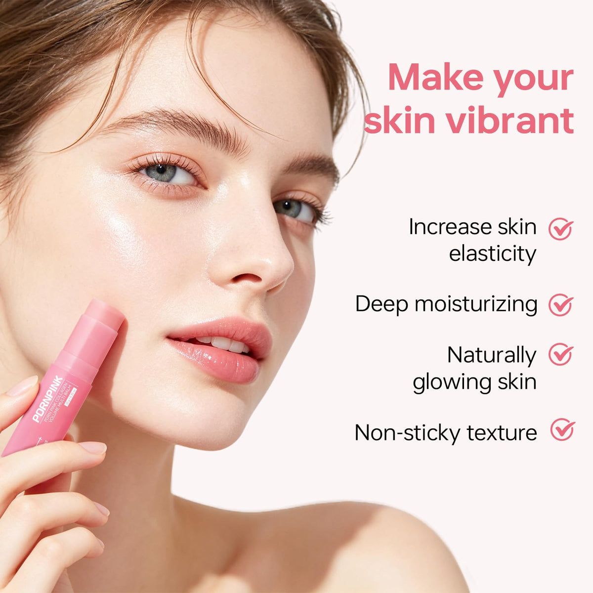 PDRNPINK melting balm shown gliding on skin for non-sticky hydration benefit