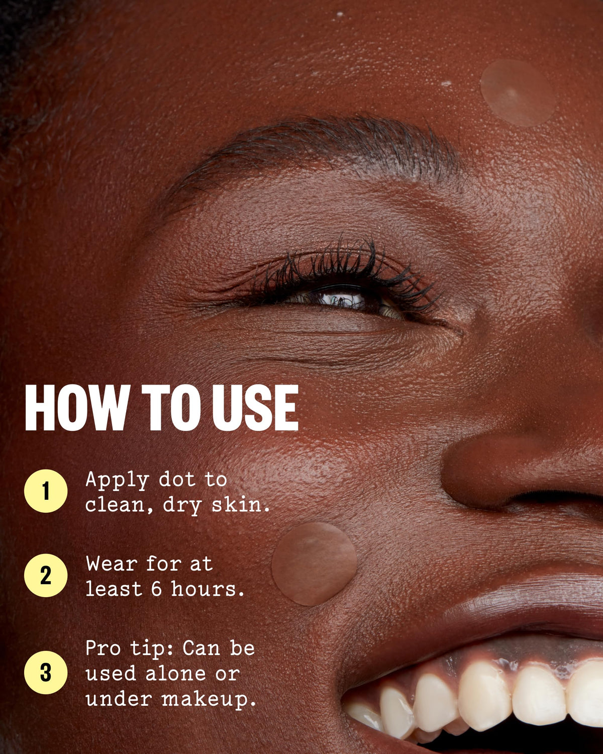 PEACE OUT demonstration applying dot to clean dry blemish for correct use