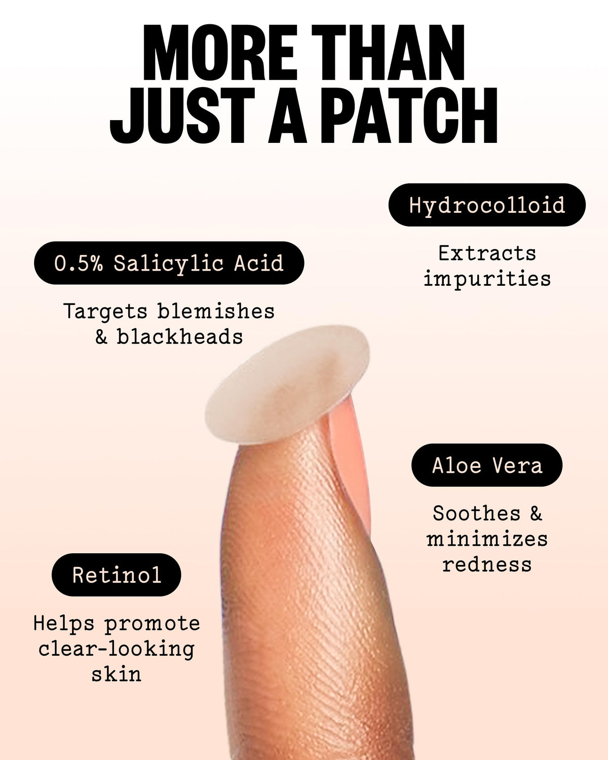 PEACE OUT patch applied to cheek demonstrating discreet coverage and protection