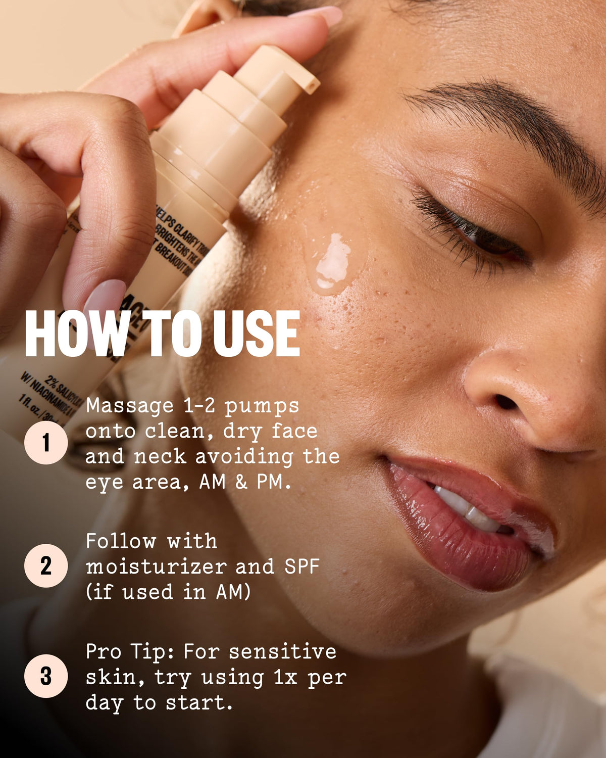 PEACE OUT applied on jawline demonstrating targeted blemish care benefit