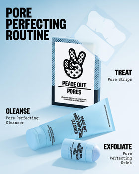 PEACE OUT strips on bathroom counter in routine setting