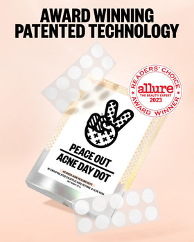 PEACE OUT ingredient label with salicylic acid retinol aloe for targeted care