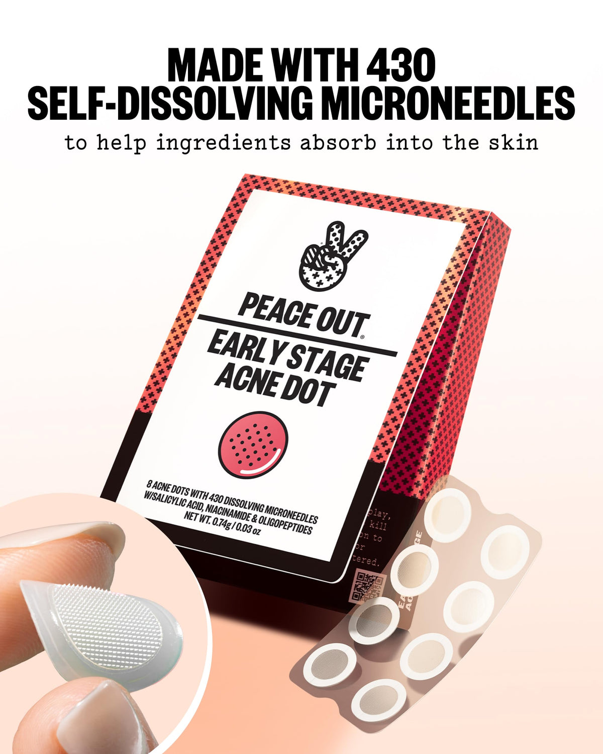 PEACE OUT patches in a small pouch as portable on-the-go acne care