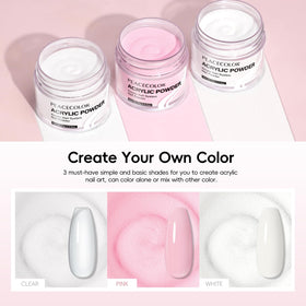 PEACECOLOR eleven acrylic powder jars arranged to show versatile color options