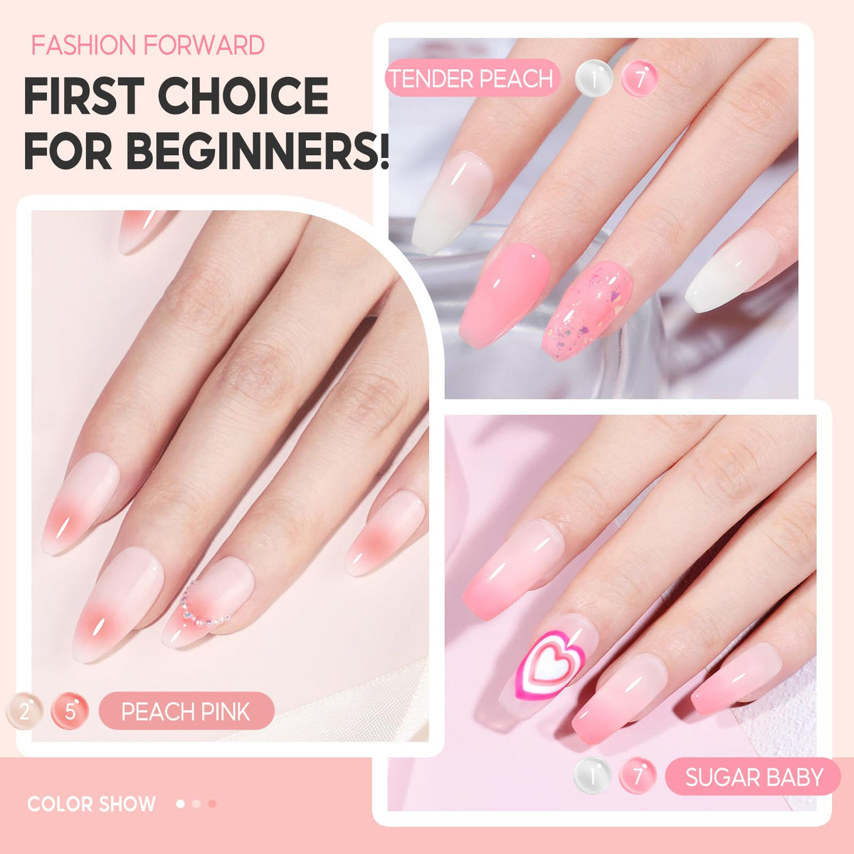 PEACECOLOR brush stroke demo on a nail wheel showing smooth application benefit