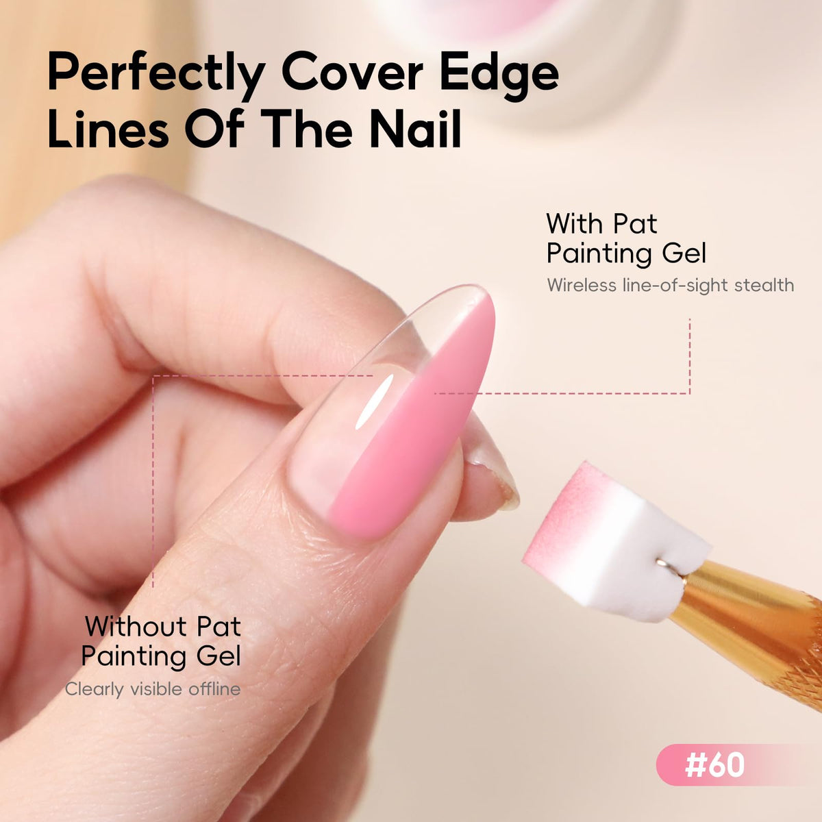 PEACECOLOR French tip sticker applied demonstrating crisp tip benefit