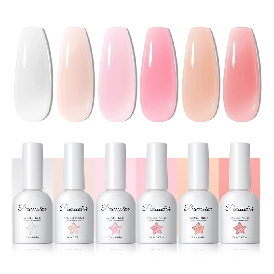 PEACECOLOR front view of six jelly gel bottles shows set variety and usability