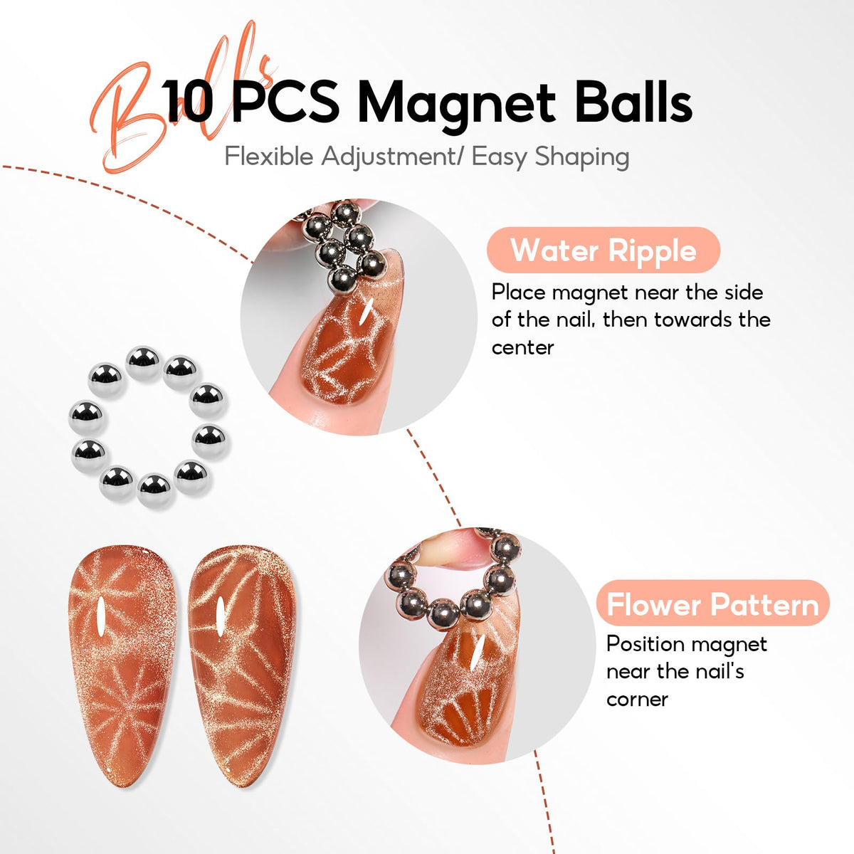 PEACECOLOR magnet held over uncured gel polish to form reflective cat eye