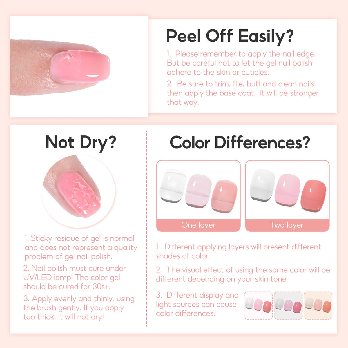 PEACECOLOR hands receiving a gel manicure showing salon-quality glossy finish
