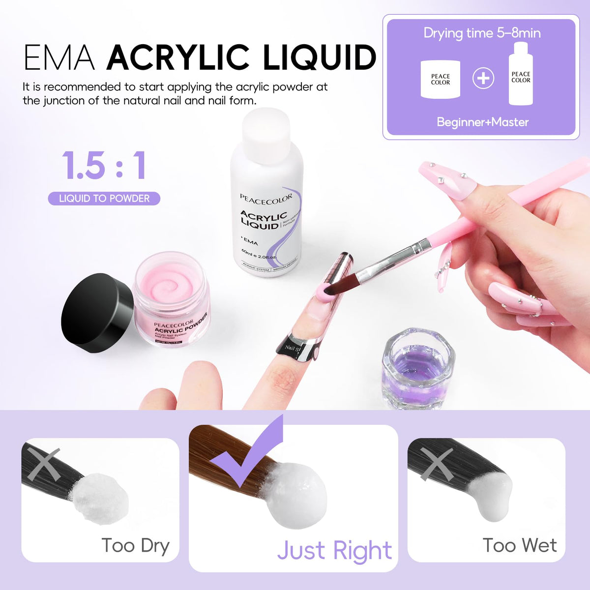 PEACECOLOR mini UV lamp curing nails to speed drying and improve finish