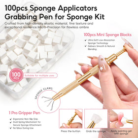 PEACECOLOR ombre application on nail with sponge showing easy blending benefit