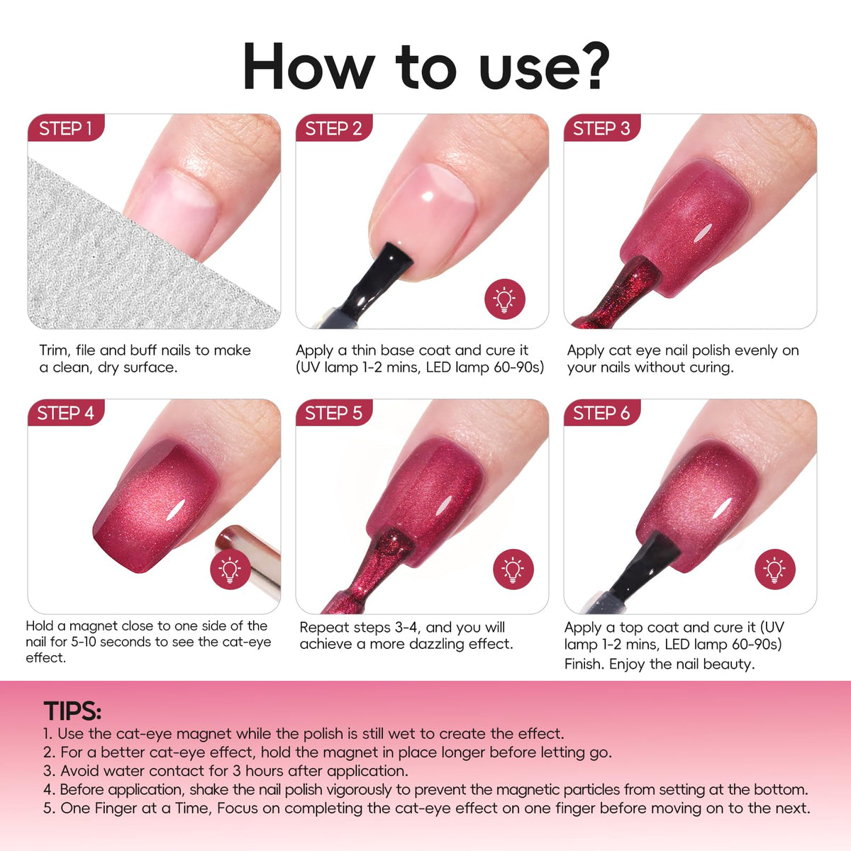PEACECOLOR finished nails in red green purple, salon-quality look benefit