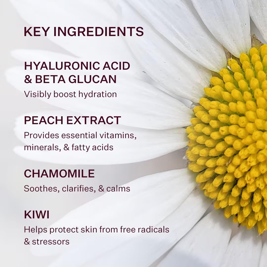 Peach & Lily kiwi and peach ingredient display highlighting antioxidants