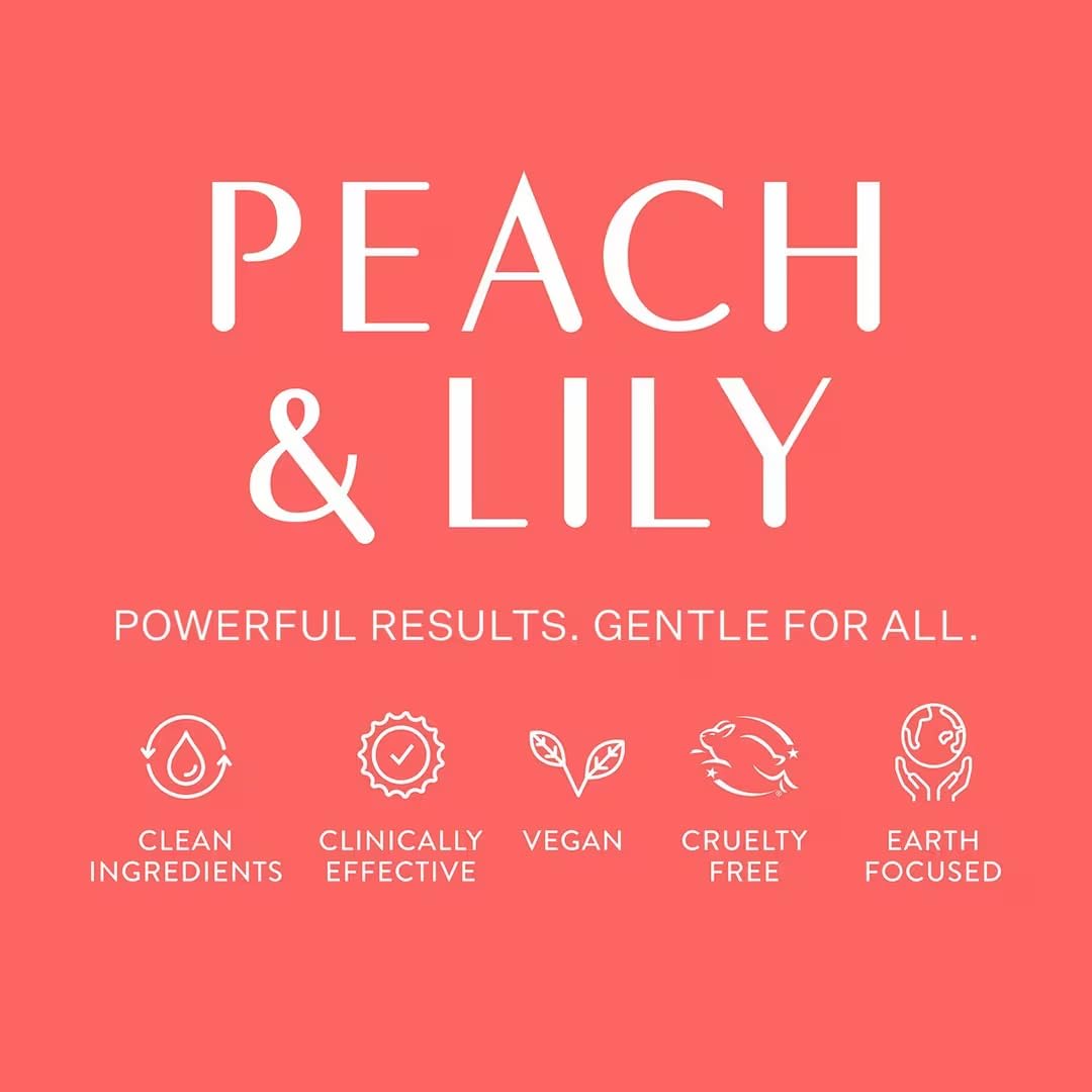 Peach & Lily products styled on bathroom shelf showing daily routine use