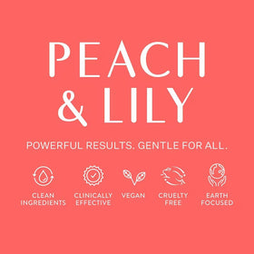 Peach & Lily products styled on bathroom shelf showing daily routine use