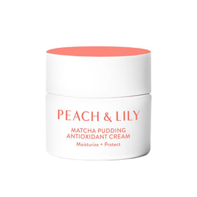 Peach & Lily front jar view showing label and compact moisturizer packaging benefit: easy storage