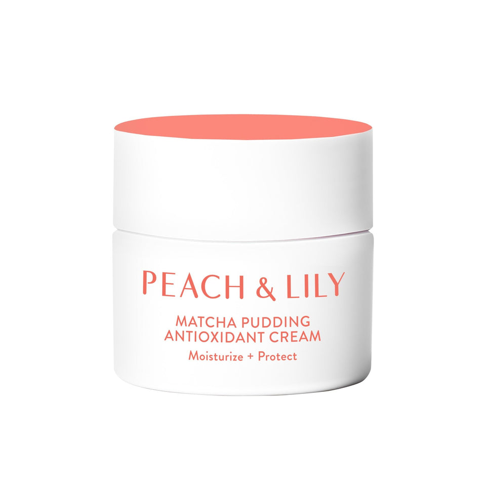 Peach & Lily front jar view showing label and compact moisturizer packaging benefit: easy storage