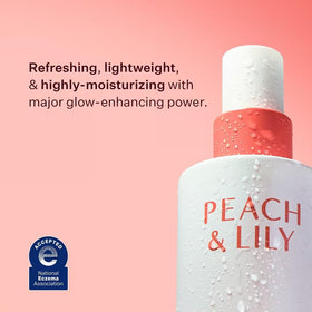 Peach & Lily closeup spray showing fine mist for even hydration
