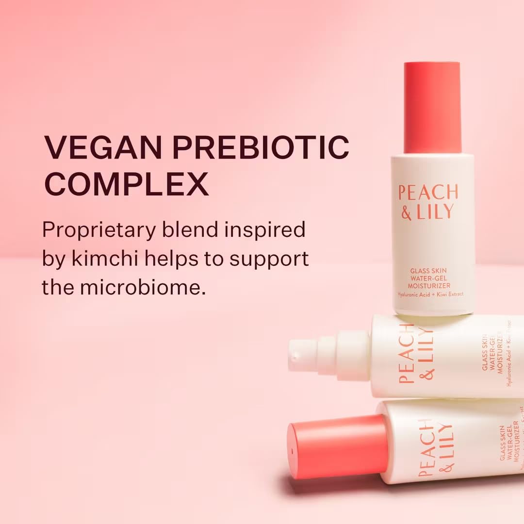 Peach & Lily moisturizer on fingers demonstrating lightweight spreadability