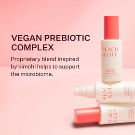 Peach & Lily moisturizer on fingers demonstrating lightweight spreadability