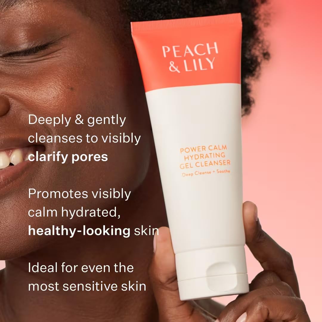 Peach & Lily milky-foam texture dispensed to show gentle lathering