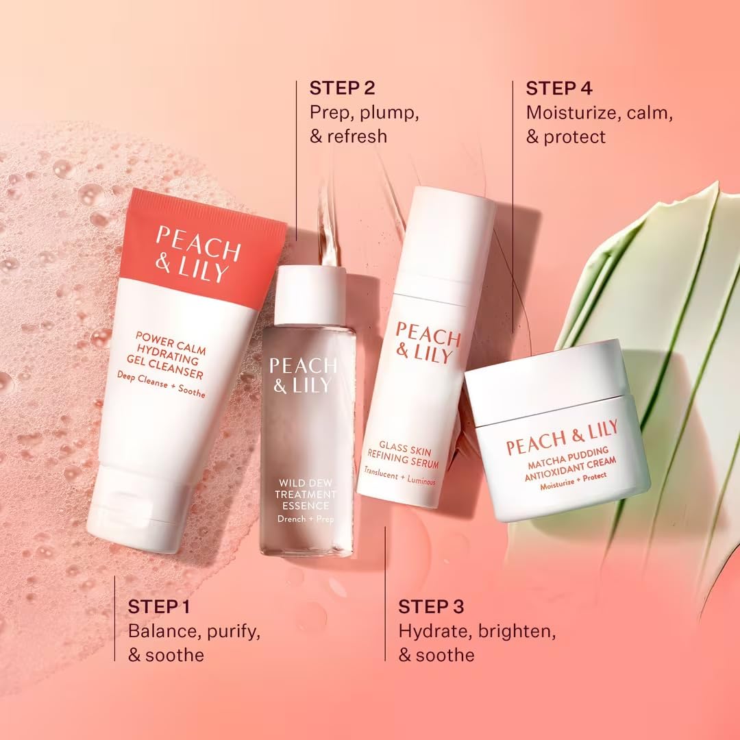 Peach & Lily products held in hand demonstrating travel-size portability