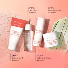 Peach & Lily products held in hand demonstrating travel-size portability