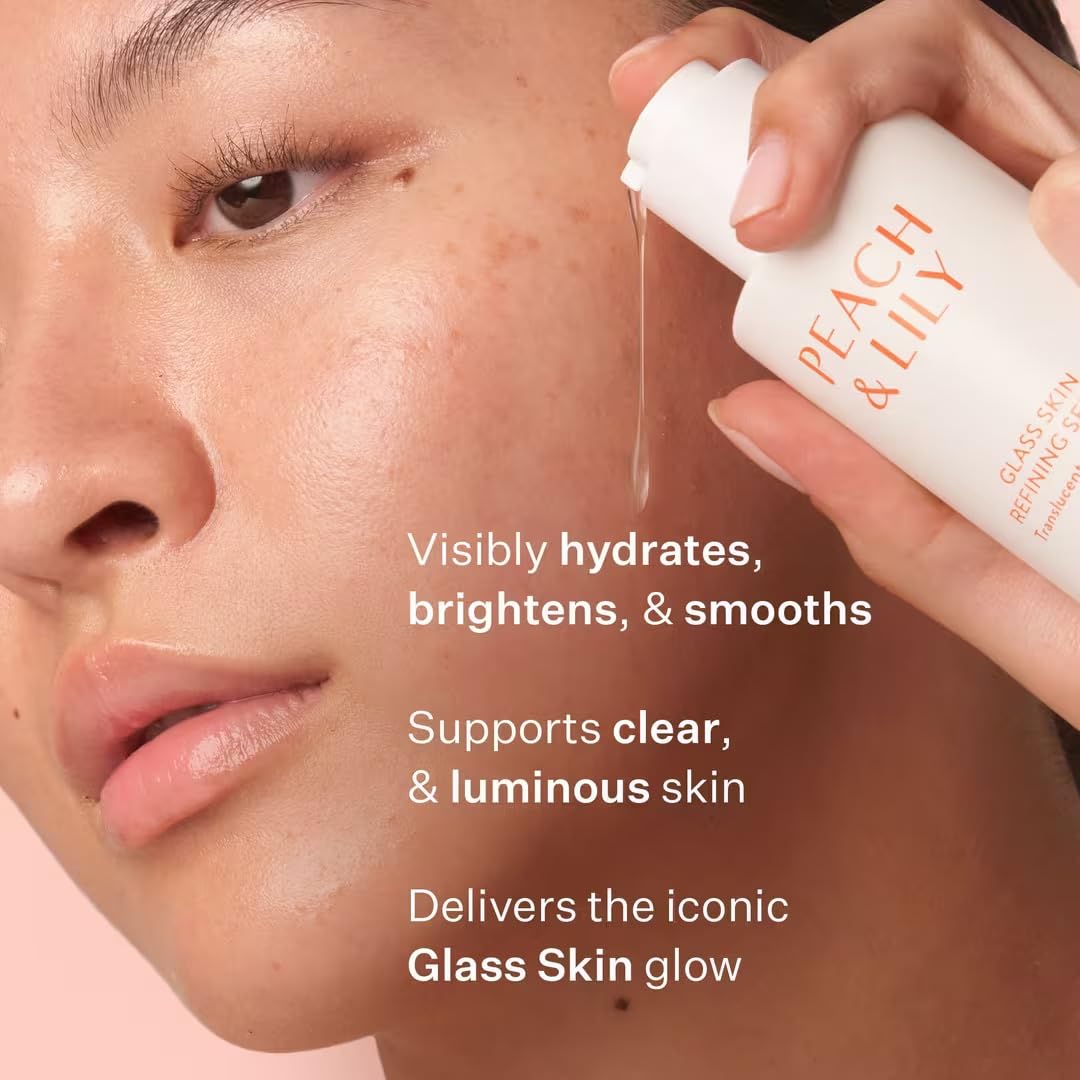Peach & Lily serum texture on surface demonstrating lightweight hydration