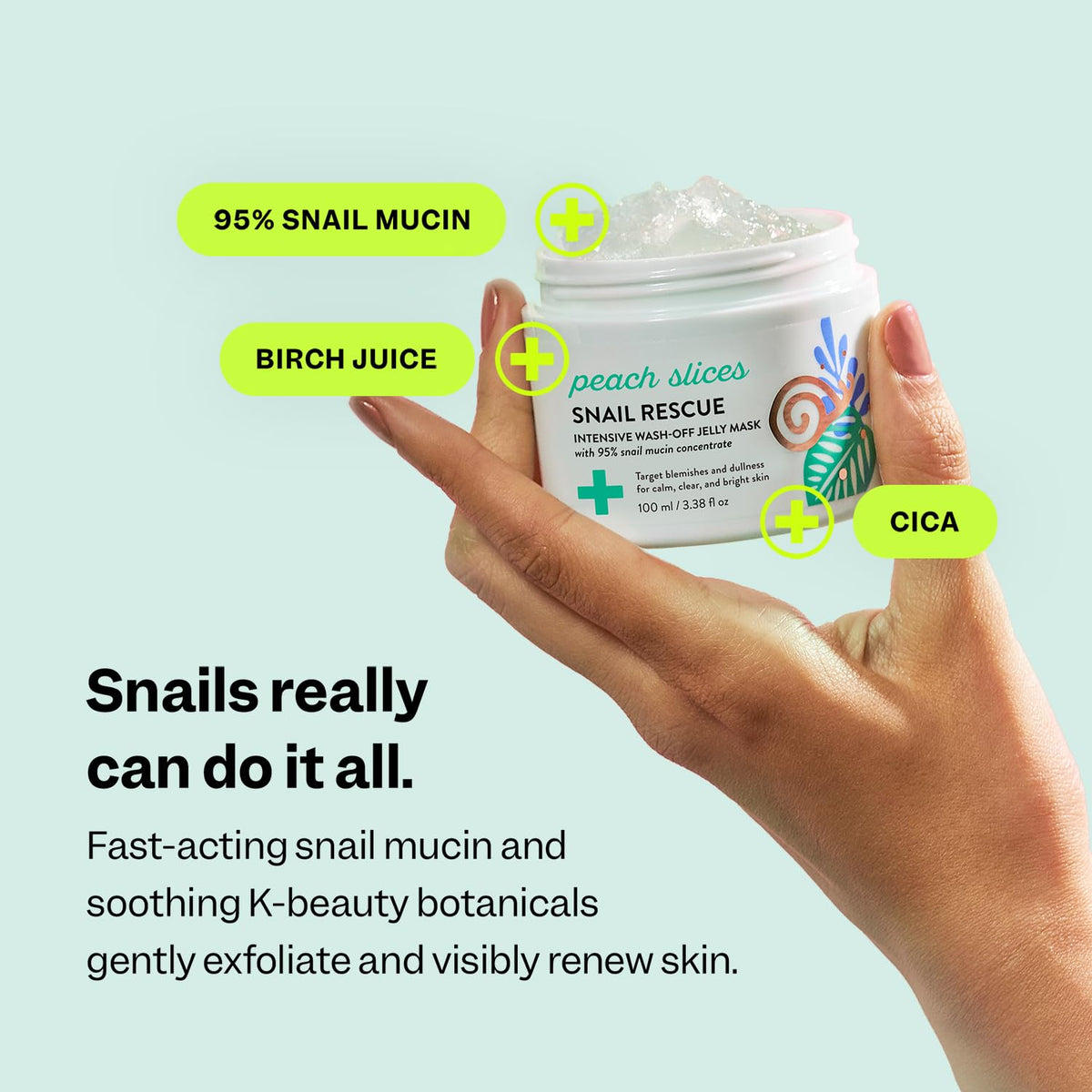Peach Slices applying mask on face demonstrating easy spread and quick treatment
