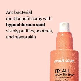Peach Slices close label view showing hypochlorous acid and electrolyzed water