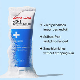 Peach Slices creamy foam texture closeup highlighting gentle, non-drying cleanse