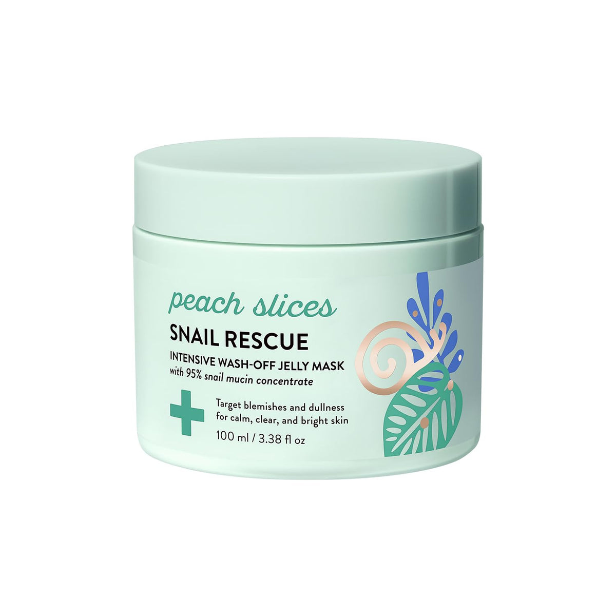 Peach Slices front packaging showing snail rescue jelly mask benefits