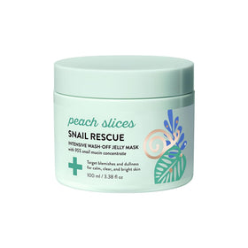 Peach Slices front packaging showing snail rescue jelly mask benefits