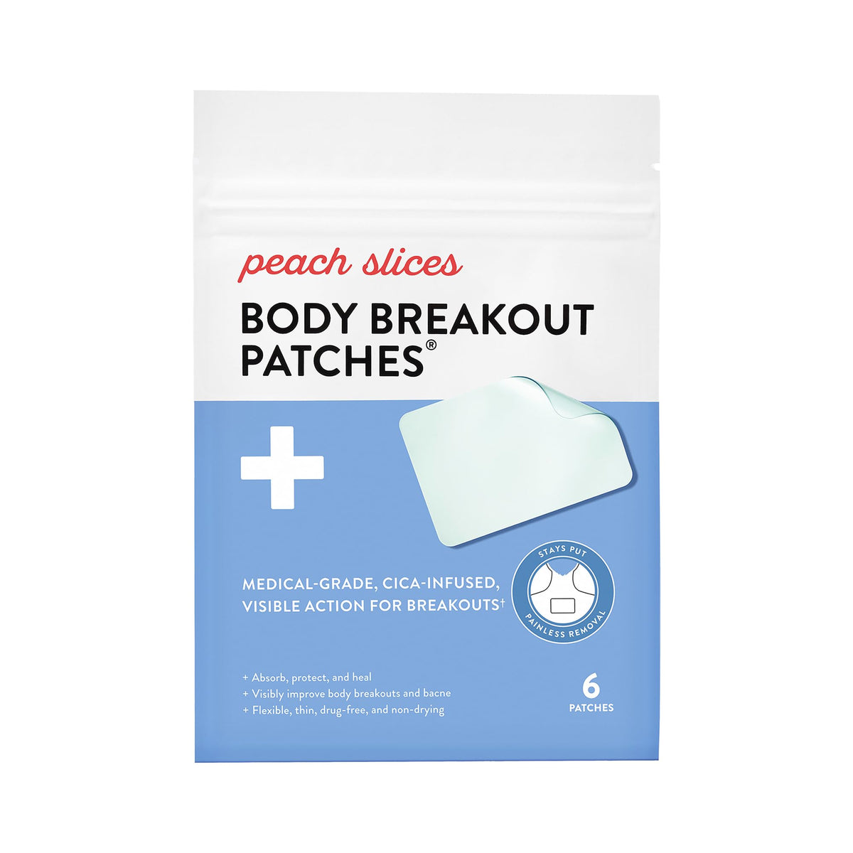 Peach Slices front packaging showing product name and six patches