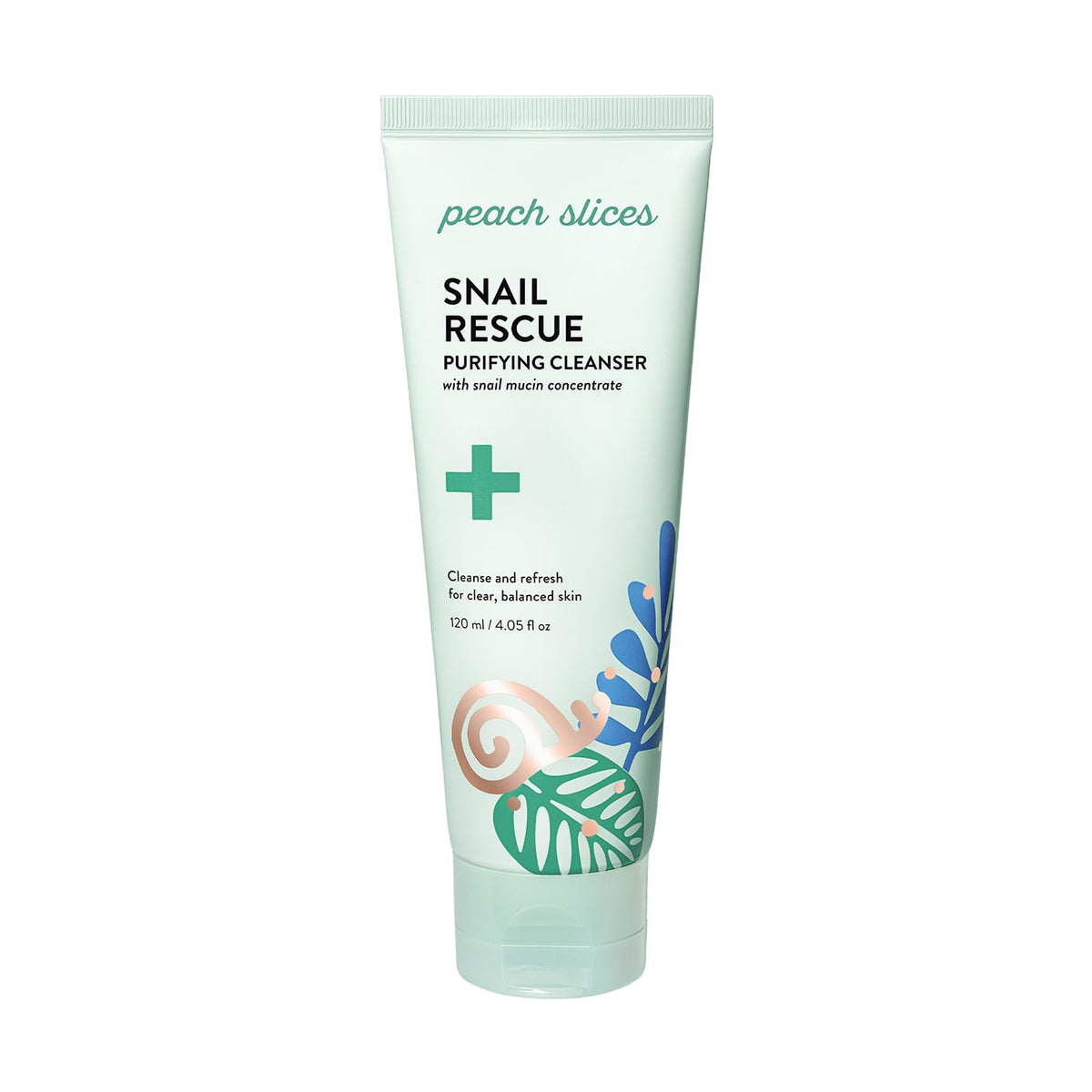Peach Slices front packaging showing cleanser and claims, clear visible benefit