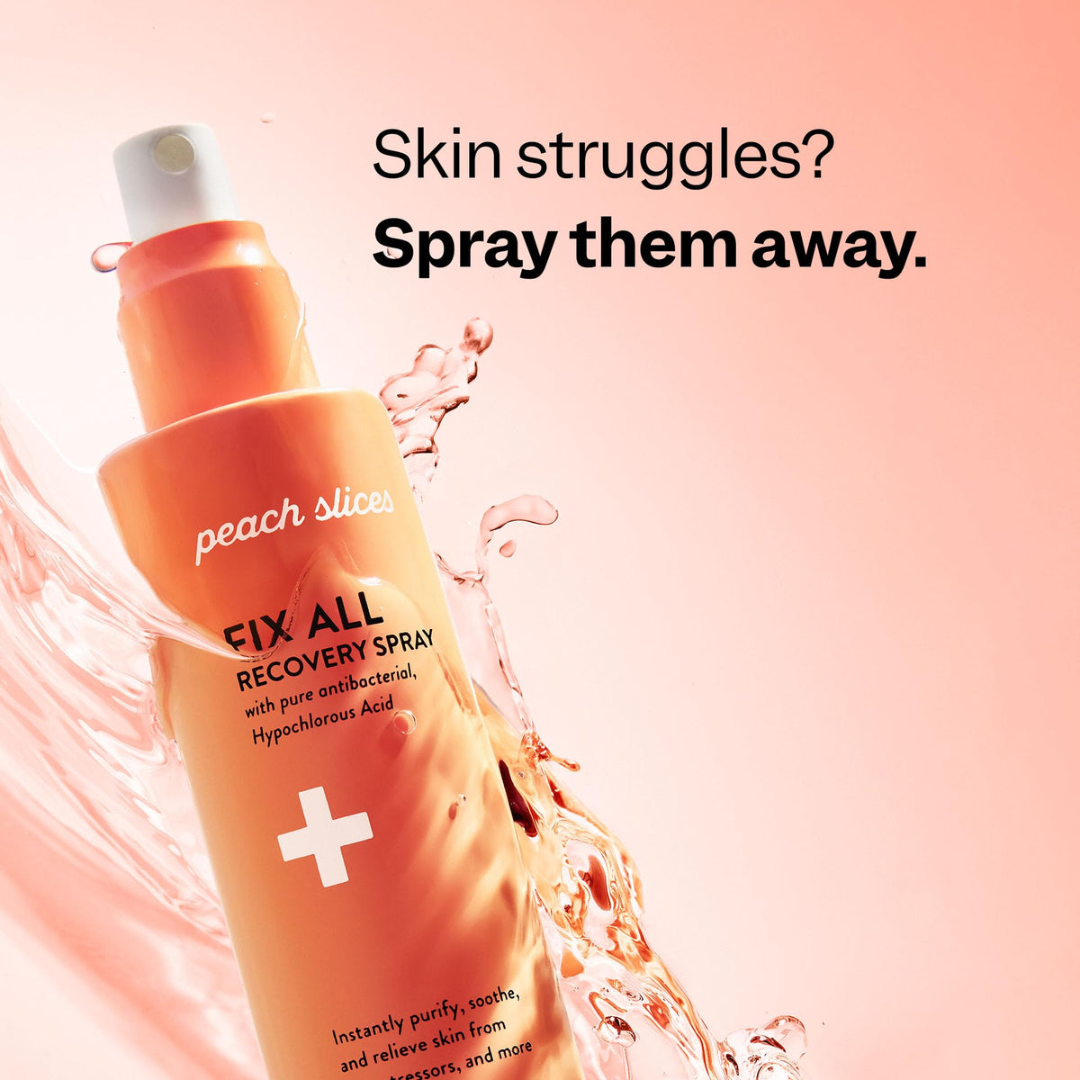 Peach Slices bottle in hand demonstrating compact 4 oz travel-friendly size