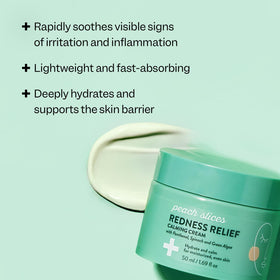 Peach Slices botanicals (turmeric and greens) highlighting calming actives