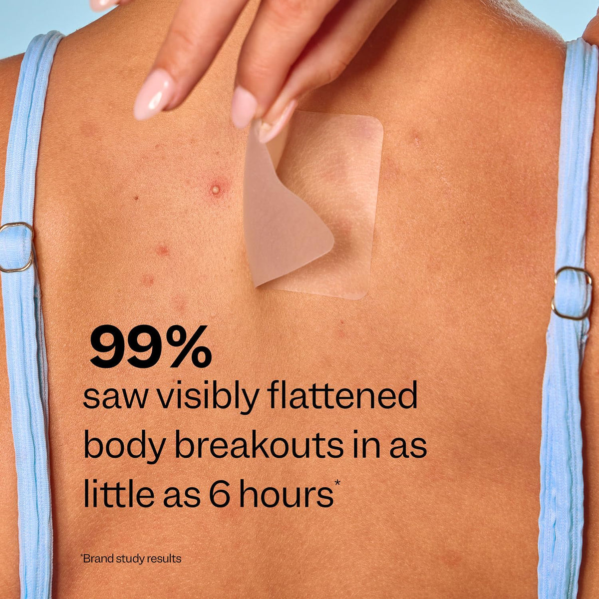 Peach Slices patch next to hand to show oversized coverage benefit