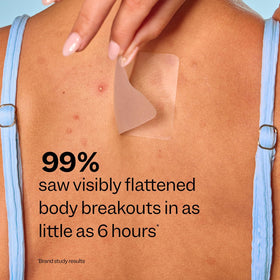 Peach Slices patch next to hand to show oversized coverage benefit